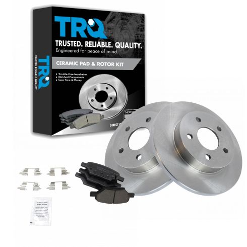 Chevrolet Pontiac Saturn Rear Ceramic Brake Pad & Rotor Kit TRQ BKA10672