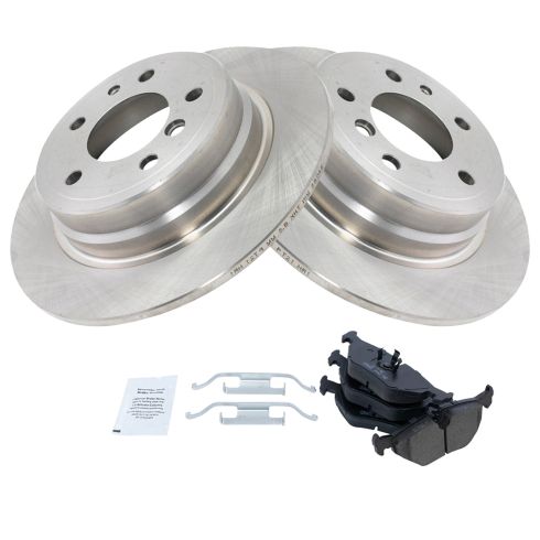 BMW 525i 525iT 530i 535i Rear Ceramic Brake Pad & Rotor Kit TRQ BKA10733