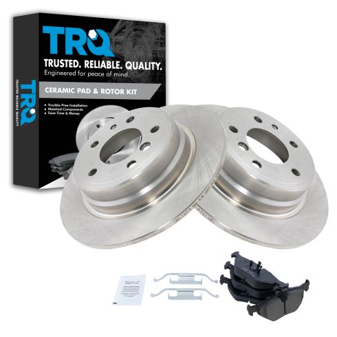 BMW 525i 525iT 530i 535i Rear Ceramic Brake Pad & Rotor Kit TRQ BKA10733