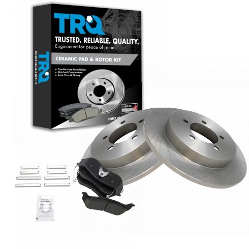 Ford Mercury Rear Ceramic Brake Pad & Rotor Kit TRQ BKA10763
