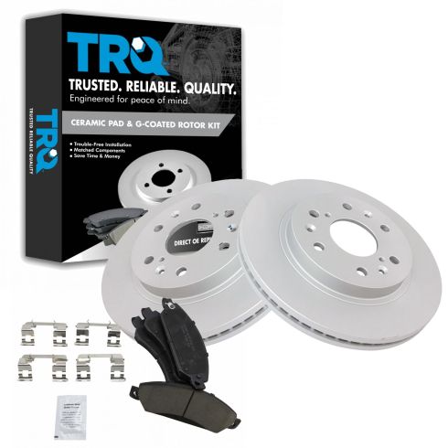 Chevrolet GMC Cadillac Front Ceramic Premium G-Coated Brake Pad & Rotor Kit TRQ BKA11322