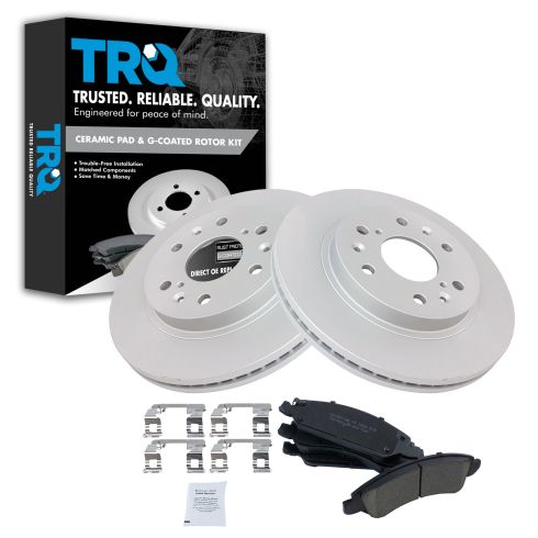 Chevrolet GMC Cadillac Front Ceramic Premium G-Coated Brake Pad & Rotor Kit TRQ BKA11324