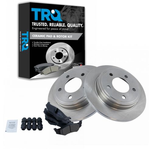 Dodge Chrysler Eagle Rear Ceramic Brake Pad & Rotor Kit TRQ BKA11472
