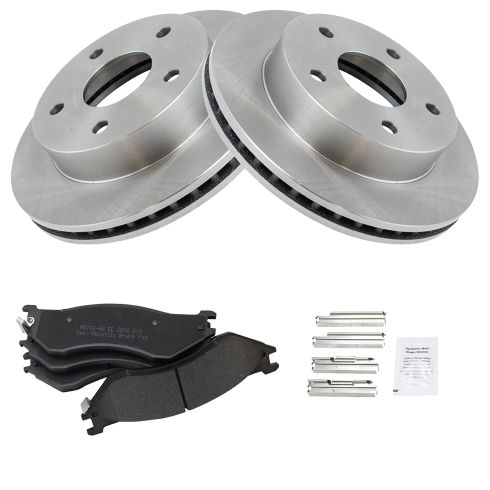 2000-01 Dodge Ram 1500 Truck 4 Wheel Drive Front Semi-Metallic Brake Pad & Rotor Kit TRQ BKA11635