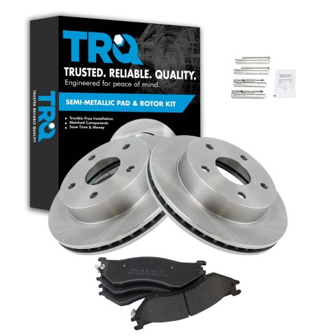2000-01 Dodge Ram 1500 Truck 4 Wheel Drive Front Semi-Metallic Brake Pad & Rotor Kit TRQ BKA11635