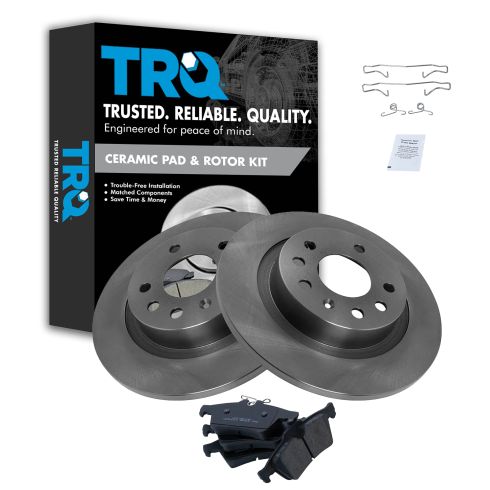 Saab 9-3 9-3X Rear Ceramic Brake Pad & Rotor Kit TRQ BKA11687