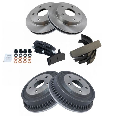 Dodge Ram 1500 Front & Rear Ceramic Brake Pad & Rotor, Shoe & Drum Kit TRQ BKA11840