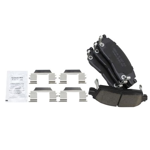 Rear Ceramic Brake Pad & Rotor Kit with Parking Shoes TRQ BKA14091