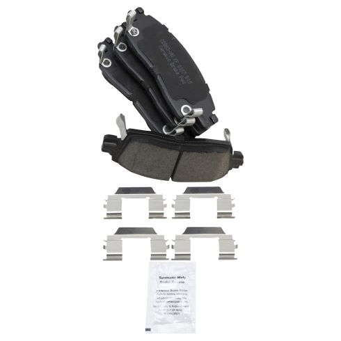 Rear Ceramic Brake Pad & Rotor Kit with Parking Shoes TRQ BKA14091