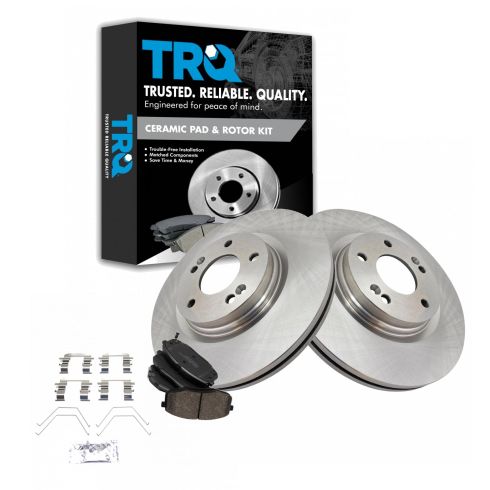 Hyundai Kona Kia Forte Seltos Front Ceramic Brake Pad & Rotor Kit TRQ BKA65580