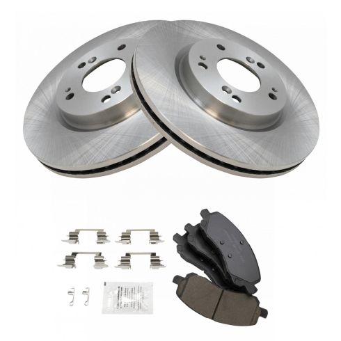 2017 Jeep Compass Patriot Front Ceramic Brake Pad & Rotor Kit TRQ BKA14596