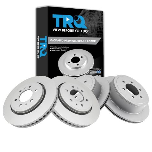 2010-11 Ford F150 Truck with Base Payload Package Front & Rear without Integrated Hub with 6 Lug Wheels 4 Piece Premium G-Coated Brake Rotor Set TRQ BKA14753