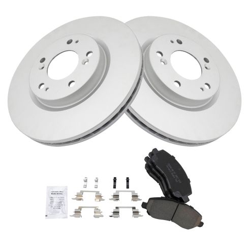 Jeep Dodge Chrysler Mitsubishi Front Ceramic Premium G-Coated Brake Pad & Rotor Kit TRQ BKA14768