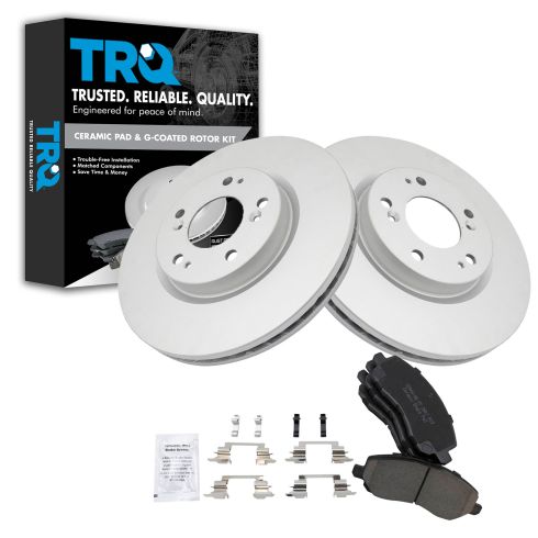 Jeep Dodge Chrysler Mitsubishi Front Ceramic Premium G-Coated Brake Pad & Rotor Kit TRQ BKA14768