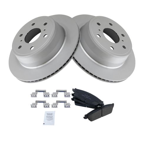 Chevrolet GMC Cadillac Rear Ceramic Premium G-Coated Brake Pad & Rotor Kit TRQ BKA14807