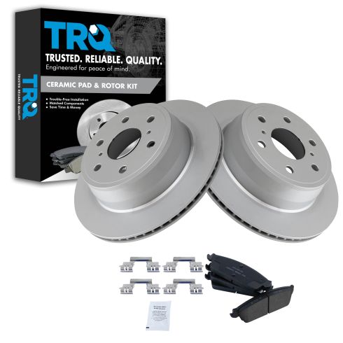 Chevrolet GMC Cadillac Rear Ceramic Premium G-Coated Brake Pad & Rotor Kit TRQ BKA14807