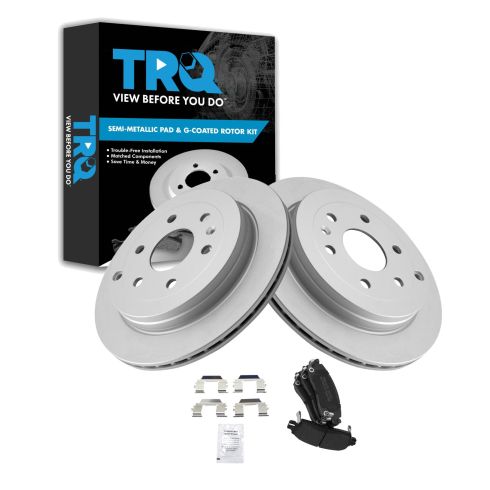 Chevrolet GMC Buick Saturn Rear Semi-Metallic Premium G-Coated Brake Pad & Rotor Kit TRQ BKA14812