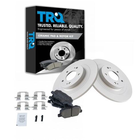 Mitsubishi Rear Ceramic Premium G-Coated Brake Pad & Rotor Kit TRQ BKA14831