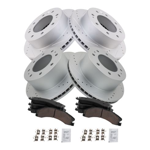Chevrolet GMC Front & Rear Ceramic Premium G-Coated Brake Pad & Rotor Kit TRQ Performance BKA19873