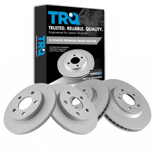 Chevrolet Impala Impala Limited Front & Rear 4 Piece Premium G-Coated Brake Rotor Set TRQ BRA15437