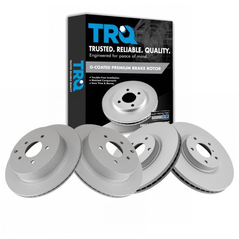 Nissan Infiniti Front & Rear 4 Piece Premium G-Coated Brake Rotor Set TRQ BRA15447