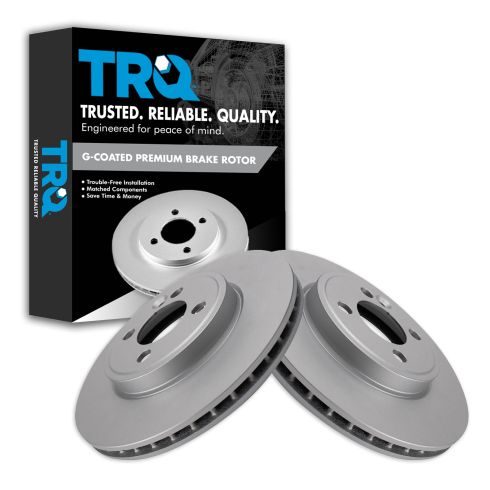 Mini Cooper Front Driver & Passenger Side 2 Piece Premium G-Coated Brake Rotor Set TRQ BRA22555