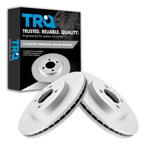 Mini Cooper Front Driver & Passenger Side 2 Piece Premium G-Coated Brake Rotor Set TRQ BRA22611
