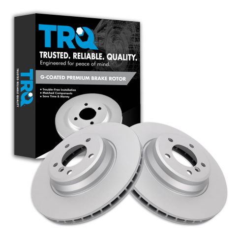BMW Front Driver & Passenger Side 2 Piece Premium G-Coated Brake Rotor Set TRQ BRA22612
