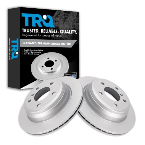 BMW Rear Driver & Passenger Side 2 Piece Premium G-Coated Brake Rotor Set TRQ BRA22768