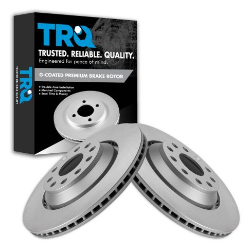 VW Audi Rear Driver & Passenger Side 2 Piece Premium G-Coated Brake Rotor Set TRQ BRA22802