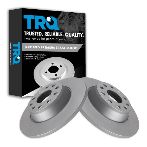 VW Audi Rear Driver & Passenger Side 2 Piece Premium G-Coated Brake Rotor Set TRQ BRA22891