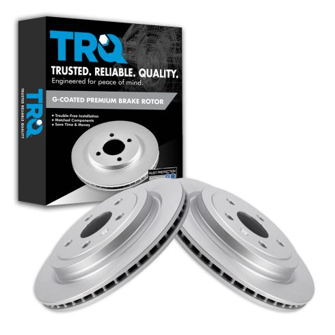 Chevrolet Camaro Cadillac CTS Rear Driver & Passenger Side 2 Piece Premium G-Coated Brake Rotor Set TRQ BRA80082