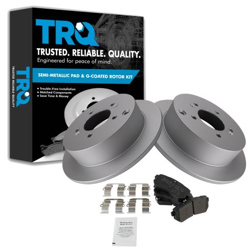 Hyundai Tucson Kia Sportage Rear Semi-Metallic Premium G-Coated Brake Pad & Rotor Kit TRQ BKA23929