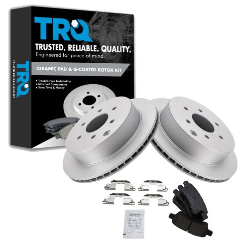 2006-07 Nissan Xterra Rear Ceramic Premium G-Coated Brake Pad & Rotor Kit TRQ BKA23963
