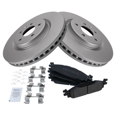 Ford Lincoln Front Semi-Metallic Premium G-Coated Brake Pad & Rotor Kit TRQ BKA24116