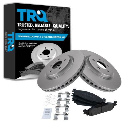 Ford Lincoln Front Semi-Metallic Premium G-Coated Brake Pad & Rotor Kit TRQ BKA24116