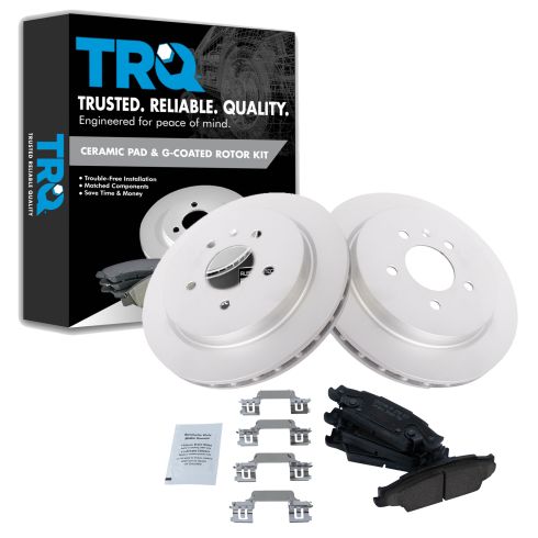 Cadillac CTS Rear Ceramic Premium G-Coated Brake Pad & Rotor Kit TRQ BKA24145