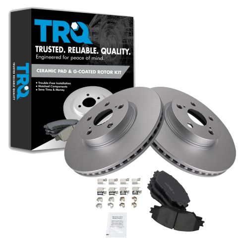 Toyota Pontiac Scion Front Ceramic Premium G-Coated Brake Pad & Rotor Kit TRQ BKA24344