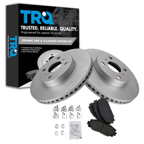 Toyota Prius C Yaris Scion iQ Front Ceramic Premium G-Coated Brake Pad & Rotor Kit TRQ BKA24403