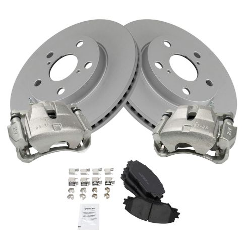 Toyota Rav4 Front Ceramic Premium G-Coated Brake Pad & Rotor Kit with Calipers TRQ BKA25502