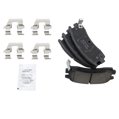 Chevrolet Impala Monte Carlo Rear Ceramic Brake Pad & Rotor Kit with Parking Shoes TRQ BKA27892