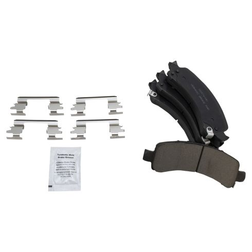 Chevrolet GMC Cadillac Rear Ceramic Premium G-Coated Brake Pad & Rotor Kit with Parking Shoes TRQ BKA28132