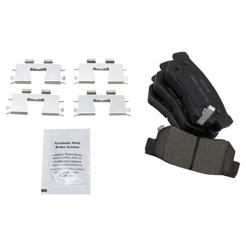 Hyundai Elantra Rear Ceramic Brake Pad & Rotor Kit with Parking Shoes TRQ BKA28172
