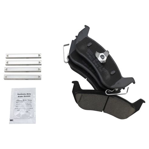 2003-04 Mercury Grand Marquis Marauder Rear Ceramic Brake Pad & Rotor Kit with Parking Shoes TRQ BKA28242
