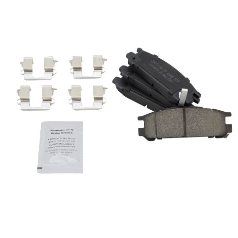 Subaru Impreza Legacy Rear Ceramic Brake Pad & Rotor Kit with Parking Shoes TRQ BKA28439