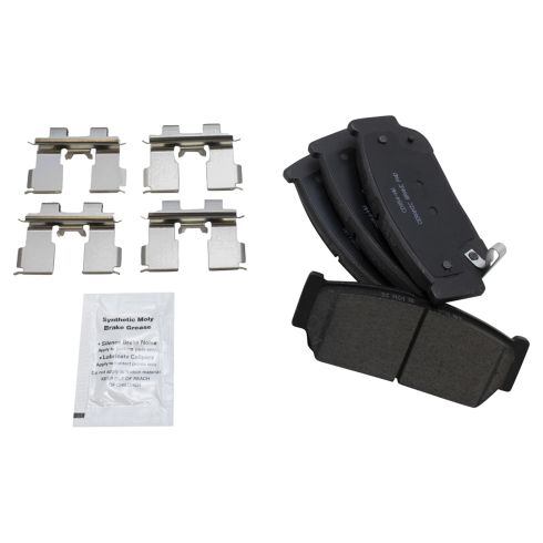 Hyundai Entourage Kia Sedona Rear Ceramic Brake Pad & Rotor Kit with Parking Shoes TRQ BKA28440