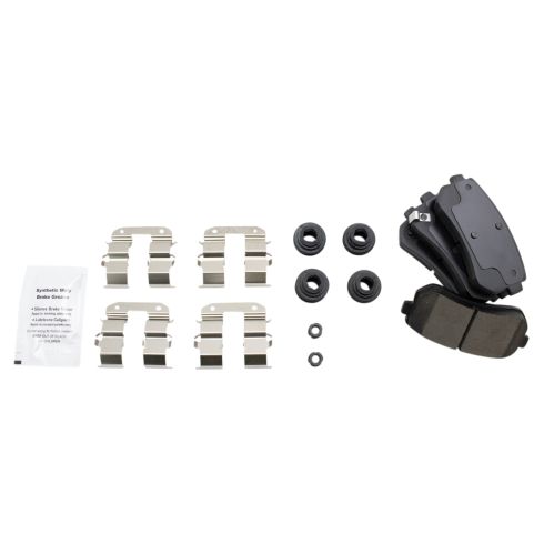 2015 Hyundai Sonata Rear Ceramic Brake Pad & Rotor Kit with Parking Shoes TRQ BKA28551