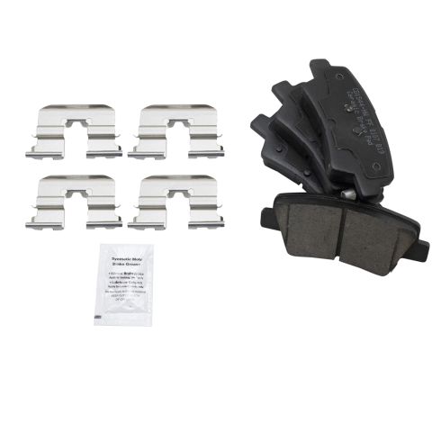 Kia Optima Rear Ceramic Brake Pad & Rotor Kit with Parking Shoes TRQ BKA28554