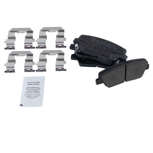 Hyundai Santa Fe Kia Sorento Rear Semi-Metallic Premium G-Coated Brake Pad & Rotor Kit with Calipers TRQ BKA35975