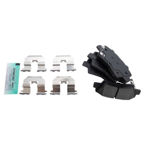Hyundai Kia Rear Semi-Metallic Brake Pad & Rotor Kit with Calipers TRQ BKA36001